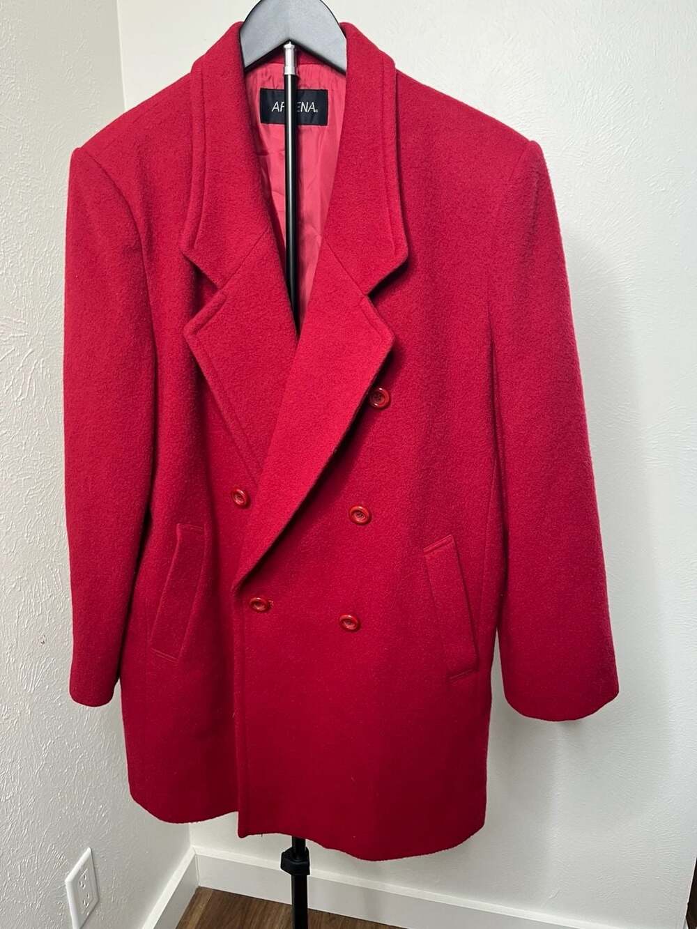 Afeena Red Double Breasted Wool Blend Winter Pea Coat Size 13AR